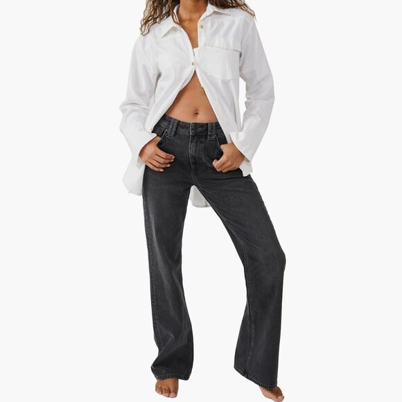 NWT We The Free by Free People Ava High Rise Bootcut Jeans CLASS ACT BLACK - Picture 2 of 12